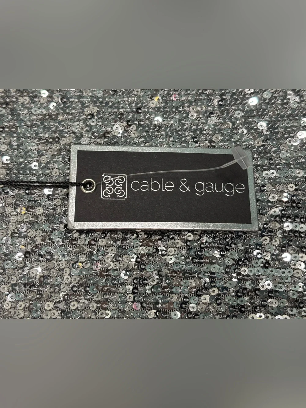 NWT Cable & Gauge Silver Sequin Wide Leg Lined Party Dress Pants Large - Picture 3 of 16